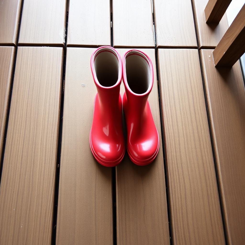 Child's red rain boots, size 11